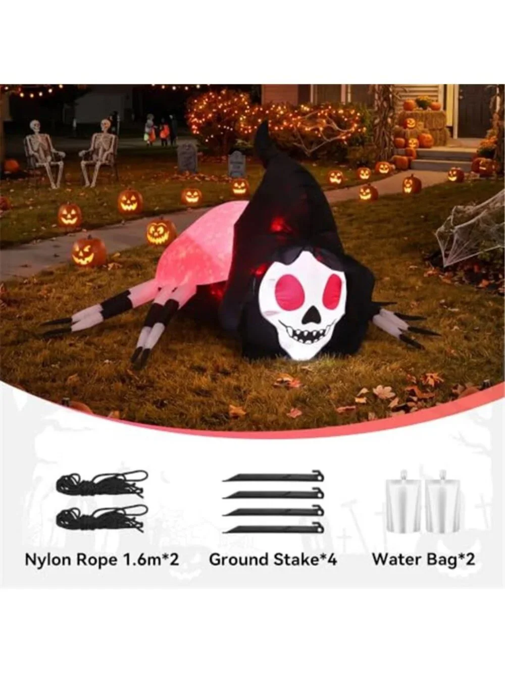 5.7FT Halloween Inflatable Skeleton Spider Outdoor Yard Decor with Magic